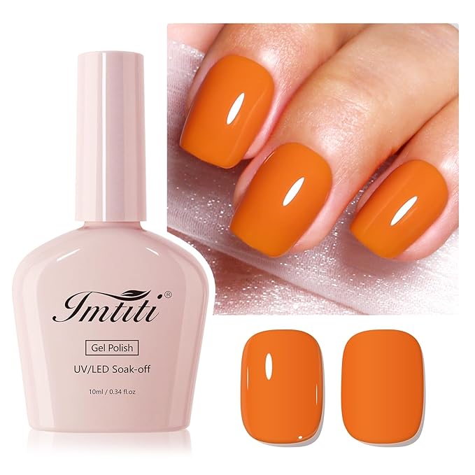 Imtiti Orange Gel Polish, 1Pcs Halloween Pumpkin Orange Soak Off UV LED Gel Nail Polish Manicure Salon DIY at Home (10ml-1914)