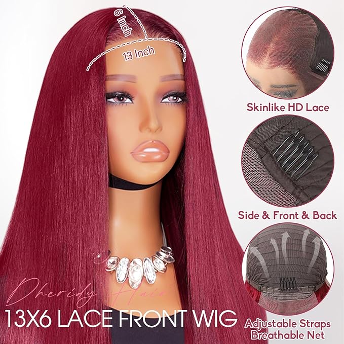 200% Density Burgundy Wig Human Hair,[2 Year Life],28 Inch 99j Burgundy 13x6 HD Lace Front Wigs Human Hair Pre Plucked,Straight Wigs Human Hair for Black Women Free Part
