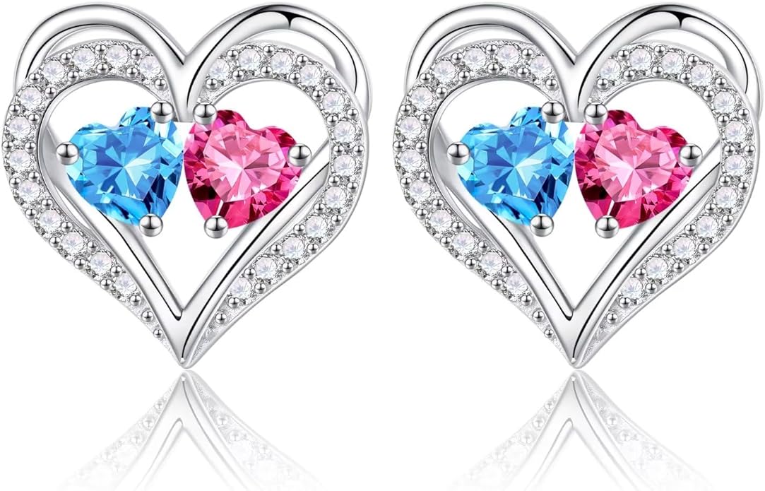 Iefil Christmas Gifts for Women Wife - 925 Sterling Silver Birthstone Earrings, Anniversary Birthday Gifts for Women Wife Girlfriend Mom