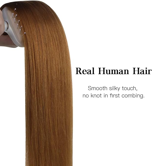 HOTBANANA Human Hair Clip in Hair Extensions, Copper 120g Clip in Hair Extensions Real Human Hair Straight Remy Hair Clip in Hair Extensions 18 Inch 7pcs