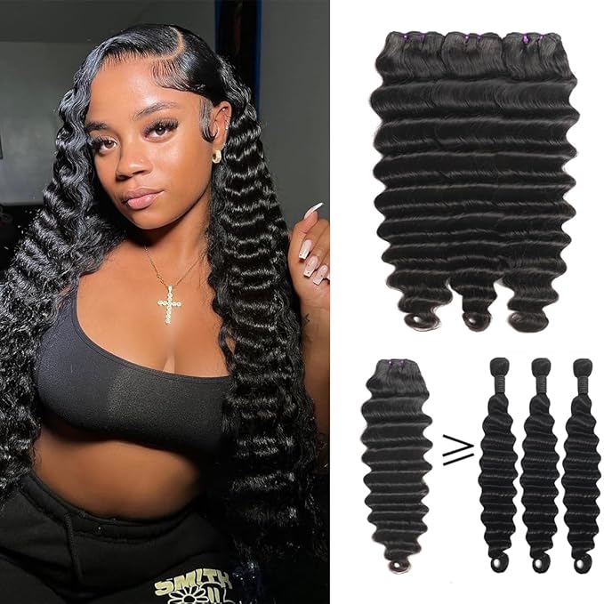 Brazilian Loose Deep Wave Bundles Human Hair 26 28 30 100% Unprocessed Virgin Remy Hair 16A Loose Deep Curly Wave Bundles Human Hair Extensions Natural Color for Black Women