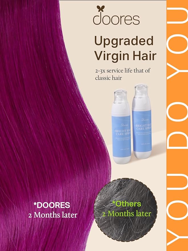 DOORES Tape in Hair Extensions, Violet 22 Inch 30g 10pcs, Real Human Hair Remy Straight Seamless Tape in Hair Extensions