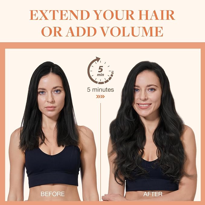 GOO GOO Invisi Edge Clip in Hair Extensions 16inch 160g 9Pcs Injected Seamless PU Clip in Hair Extensions, Virgin Real Human Hair, #2 Dark Brown