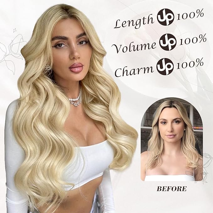 BARSDAR Honey Blonde Clip in Hair Extensions - 20 Inch 6PCs Full Head Beach Wavy Clip in Hair Extensions for Women - Voluminous Thick Soft Synthetic Hairpieces Daily Party Halloween- Honey Blonde Mix
