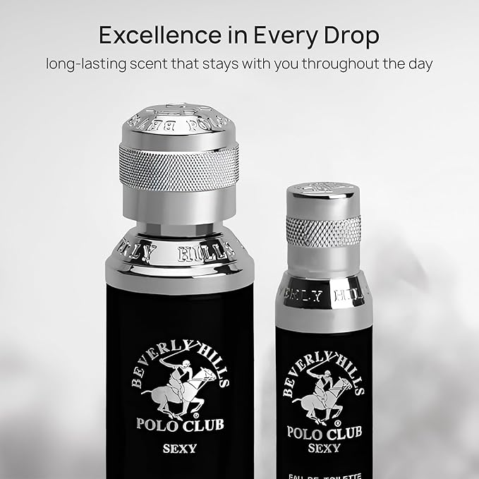 Beverly Hills Polo Club BHPC Men's Eau de Toilette Bonus Pack - Sexy Scent Cologne Gift Set (1.7 oz + 0.5 oz Travel Spray)