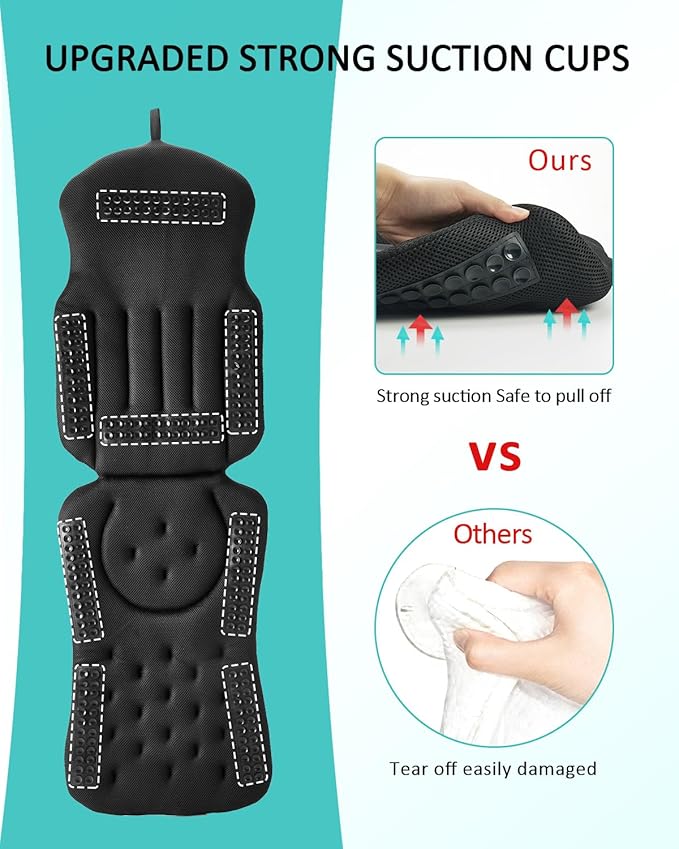 Full Body Bath Pillow for Bathtub, 5D Thick Tub Pillow for Bathtub with 192 Non-Slip Suction Cups, Laundry Bag & Hook, Bathtub Pillow for Head, Neck & Back Support (Black, 51"*15")