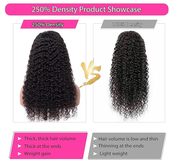 250 Density 36 Inch Deep Wave Lace Front Wigs Human Hair Curly Wig Wet and Wavy Lace Front Wigs Pre Plucked Frontal Wigs 100% Real Human Hair No Synthetic No Tangle No Shedding Triple Lifespan 3X