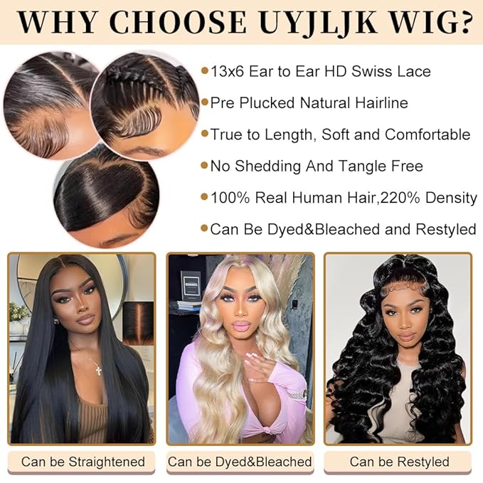 24 Inch 13x6 Lace Front Wigs Human Hair 260 Density HD Body Wave Pre Plucked With Baby Hair Glueless Wig Lace Frontal Wigs for Women