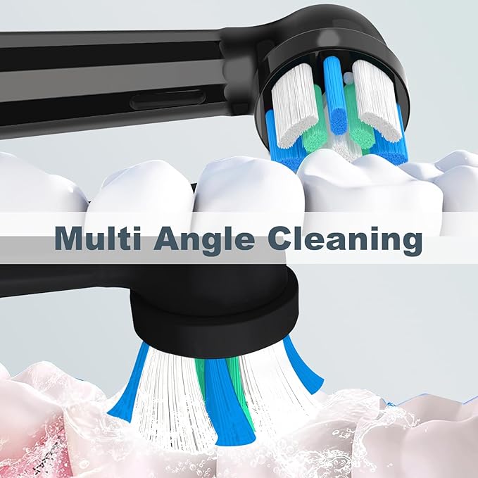 8 Pcs IO Replacement Heads Compatible with Oral B IO 2/3/4/5/6/7/8/9/10/Deep Clean Series Electric Toothbrushes, Medium Softness Brush Heads Compatible with Oral B iO (Black)