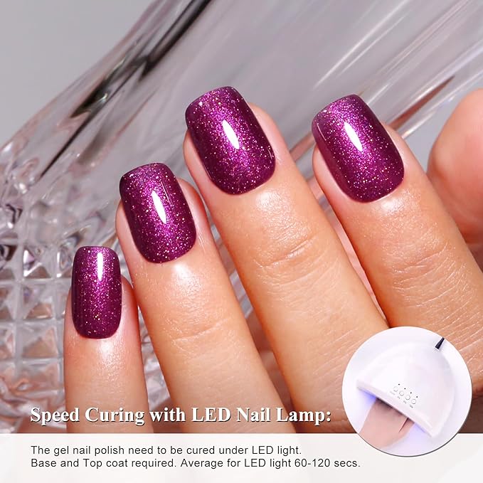 Imtiti Glitter Gel Nail Polish, 1Pcs Starlight Rose Red Gel Polish Sparkle Soak Off UV LED Gel Polish, Long Lasting, Nail Art Starter Manicure Salon DIY at Home for Women (0.34 Fl Oz-1928)