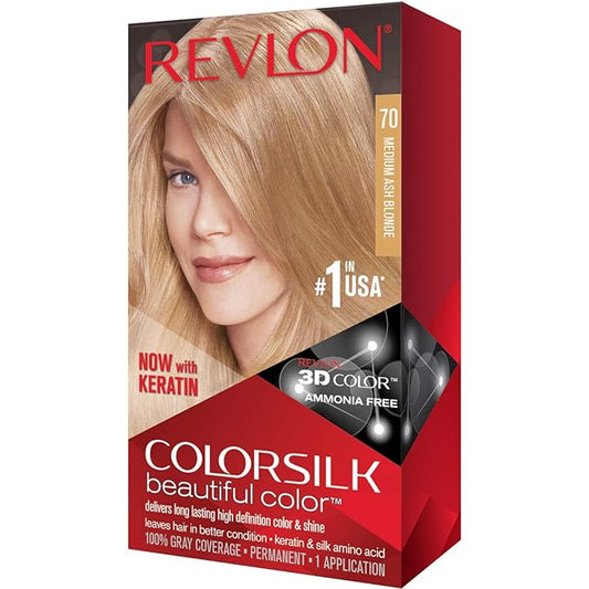 Revlon ColorSilk Hair Color 70 Medium Ash Blonde 1 Each (Pack of 2)