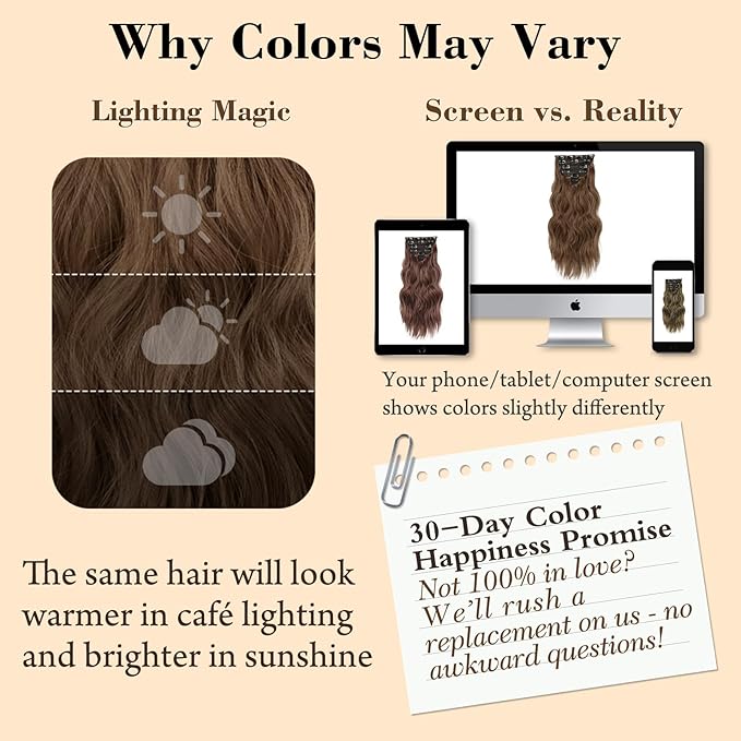 NAYOO Clip in Hair Extensions for Women 20 Inch Long Wavy Curly Chestnut Brown Hairpieces Full Head Synthetic Hair Hairpieces(6PCS,Chestnut Brown)