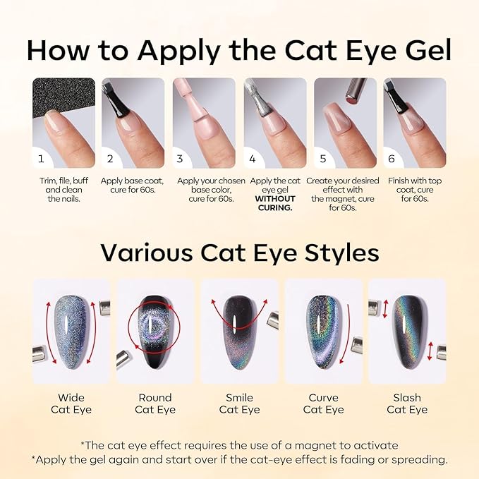 modelones Silk Cat Eye Gel Nail Polish,Pearl Nude Gel Polish Glitter Glass Polish with Magnet Soak Off Led Shimmer Shell 15 ML