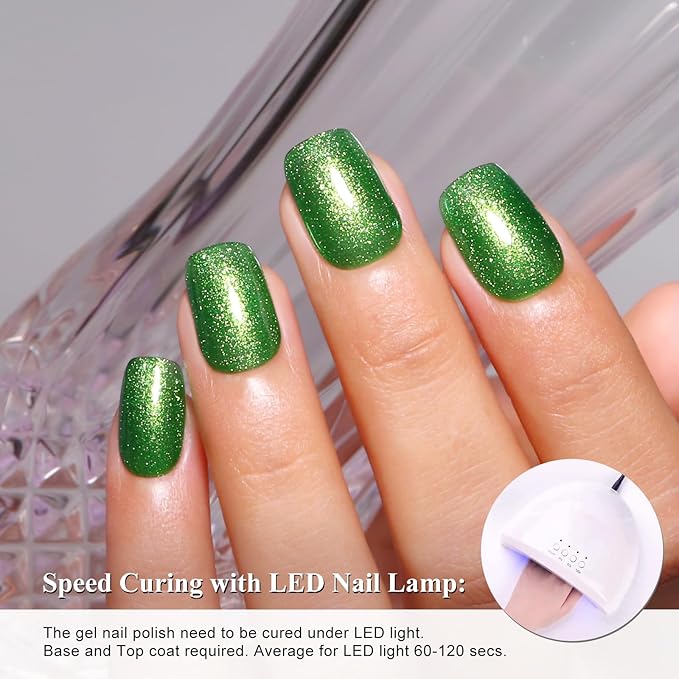 Imtiti Green Glitter Gel Nail Polish,Sparkling Emerald Green Soak Off UV LED Gel Polish for Christmas Parties, Long Lasting, Nail Art Starter Manicure Salon DIY at Home for Women (0.34 Fl Oz-1932)