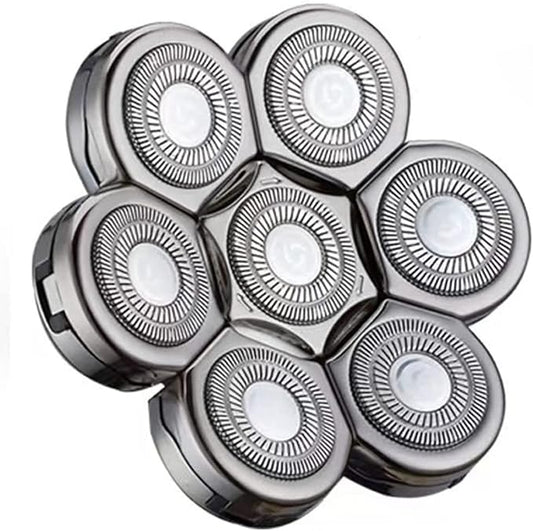 7 Blade Replacement Heads,Bald Shaver Replacement Heads Rotary Shaver for Bald Men Replacement Blade Beard Universal Fast Double Ring Hair Trimmer for 5 6 7 Head Electric Shaver
