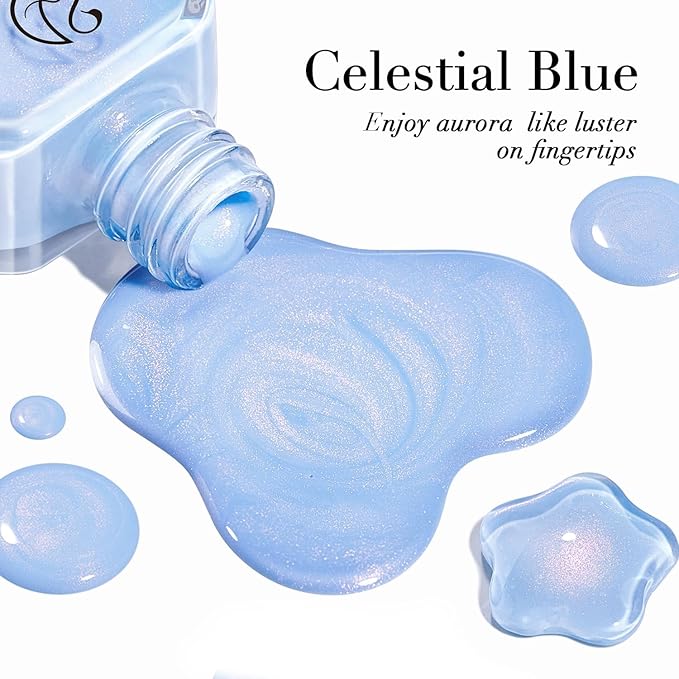 AZUREBEAUTY Nail Polish,Celestial Blue Quick Dry Complete Natural Super Lustrous ,Professional for DIY Manicure and Pedicure at Home