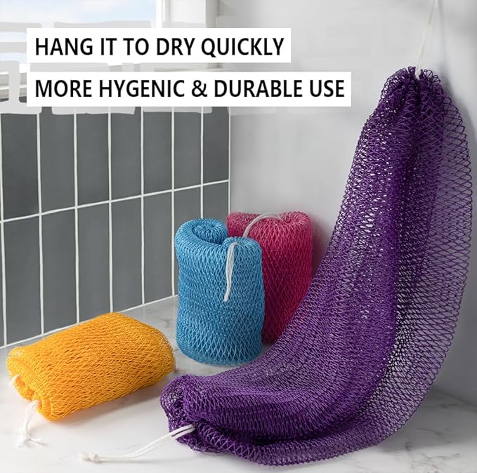 African Net Sponge with Knots - 2 Pieces Exfoliating Body Scrubber Bath Sponge - Back Scrubber Washcloth for Shower - Real African Scrub Exfoliator Body Care for Women