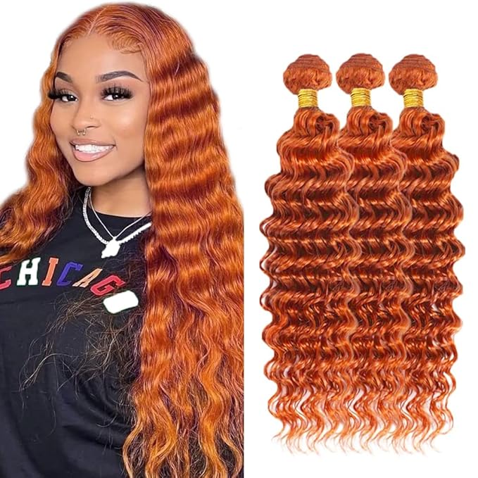 Ginger Bundles Human Hair Ginger Bundles 350 Human Hair Bundle 18 20 22 inch #350 Deep Wave Bundle 150g