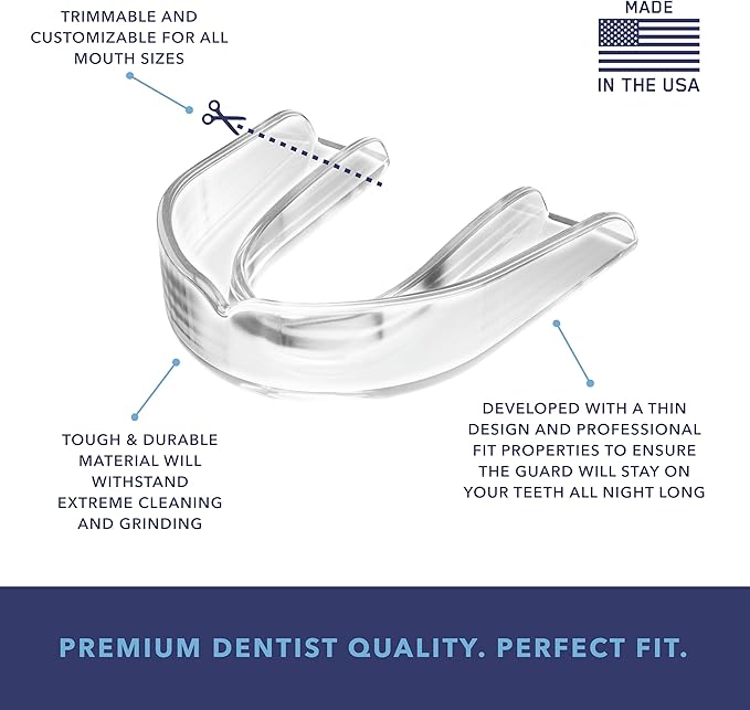 CustMbite Nightguard for Teeth Grinding, Clear (2 Pack) Made in USA
