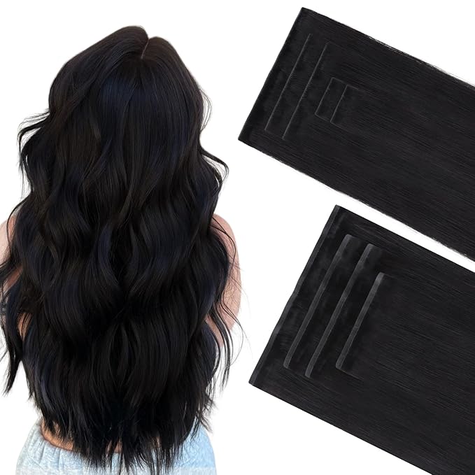 GOO GOO Invisi Edge Clip in Hair Extensions Set, 14inch 130g, 5pcs Injected Seamless PU Clip ins and 4pcs Classical PU Clip ins, Virgin Real Human Hair, #1