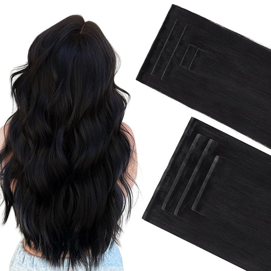 GOO GOO Invisi Edge Clip in Hair Extensions Set, 14inch 130g, 5pcs Injected Seamless PU Clip ins and 4pcs Classical PU Clip ins, Virgin Real Human Hair, #1