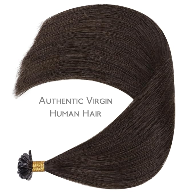 WENNALIFE U Tip Hair Extensions Human Hair, 50g 50s 16 Inch Light Dark Brown Remy Hair K Tip Invisible Straight Keratin Hot Fusion