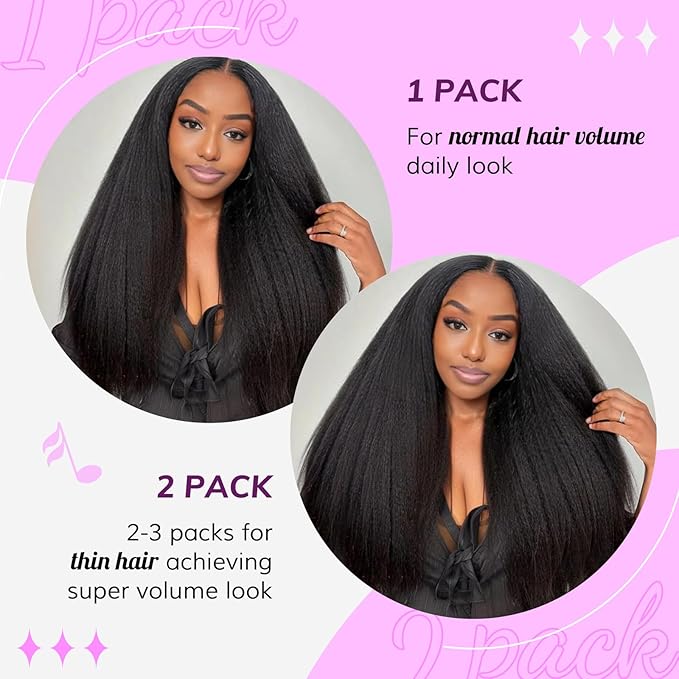IDN BEAUTY 5+2 Invisi Edge Seamless Clip in Hair Extensions Human Hair Combo Pack, Kinky Straight 18 Inch 110g 5pcs Invisible Edge and 2pcs Seamless Clip ins for Black Women Natural Black No Leave Out