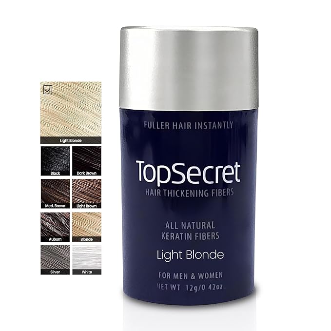 Top Secret Hair Thickening Building Fibers Refills - Undetectable & Natural Hair Filler - for Men & Women - Instantly Fill In Fine Thinning Hair - Weather & Sweat Resistant (Light Blonde, Regular)