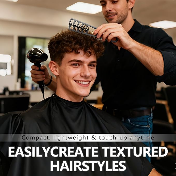 Texture Comb, Voluminous Wide-Toothed Hair Comb, Apparatus Maximum Lift Roots Volume Tool, Barber Wide Fine-Toothed Dual-Purpose Set, ABS Plastic with Textured Grip Tool for Men 1PC (Gray)