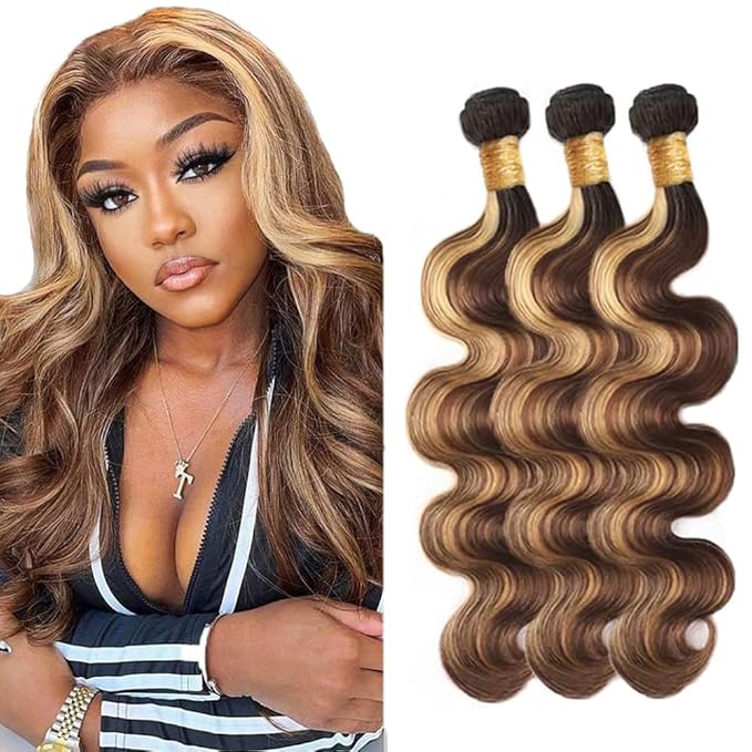 P427 Bundles Human Hair Blonde Body Wave Bundle 18 20 22 Inch Brazilian Virgin Hair 3 Bundles Highlight Bundle Hair Weave