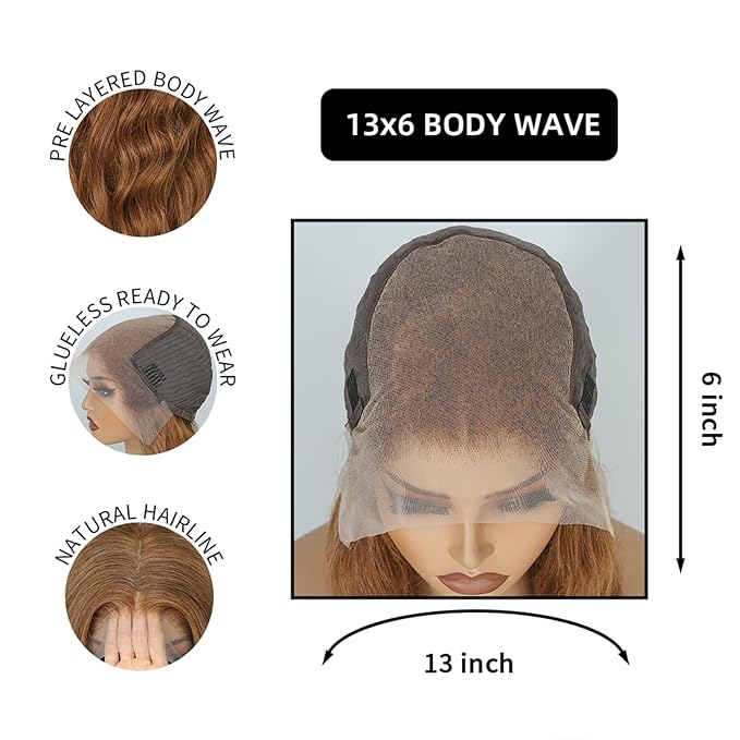 Chocolate Brown Lace Front Wig Human Hair 12A 250% Density HD Glueless Colored Brown 13X6 Body Wave Lace Front Wigs Human Hair 32 Inch
