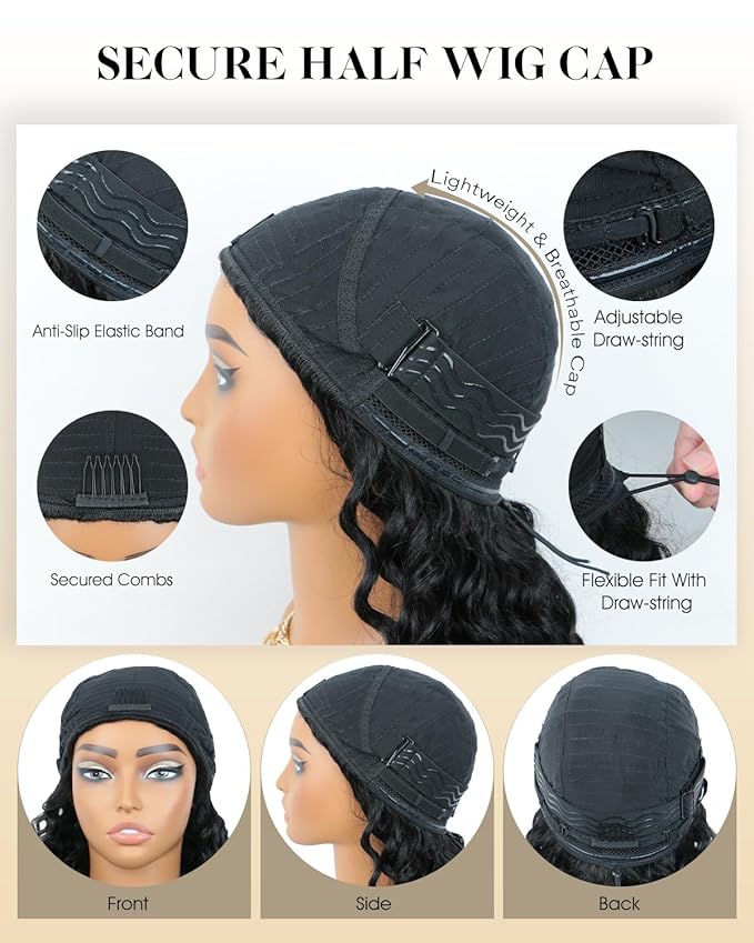 Kinky Straight 3 in 1 Half Wig Human Hair 200% Density for Women, Glueless Wear & Go No Lace Flip Over Wig, Seamless Beginner-Friendly Clip In Half Wigs, 26 Inch