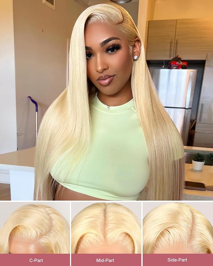 Alididi 613 13x6 Lace Front Wig Human Hair 26 Inch 180 Density Blonde Wig Human Hair Straight 100% Real Human Hair True Length Random Dyeing No Tangle No Shedding No synthetics Triple Lifespan 3x