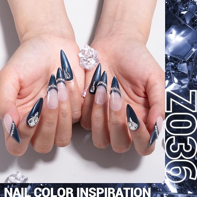 MelodySusie Blue Shimmer Sparkle Gel Nail Polish,0.5fl oz Soak Off UV LED Dark Blue Fine Glitter Gel Polish Gift for Women Nail Art Manicure Salon DIY Nail Design Decoration at Home-z036