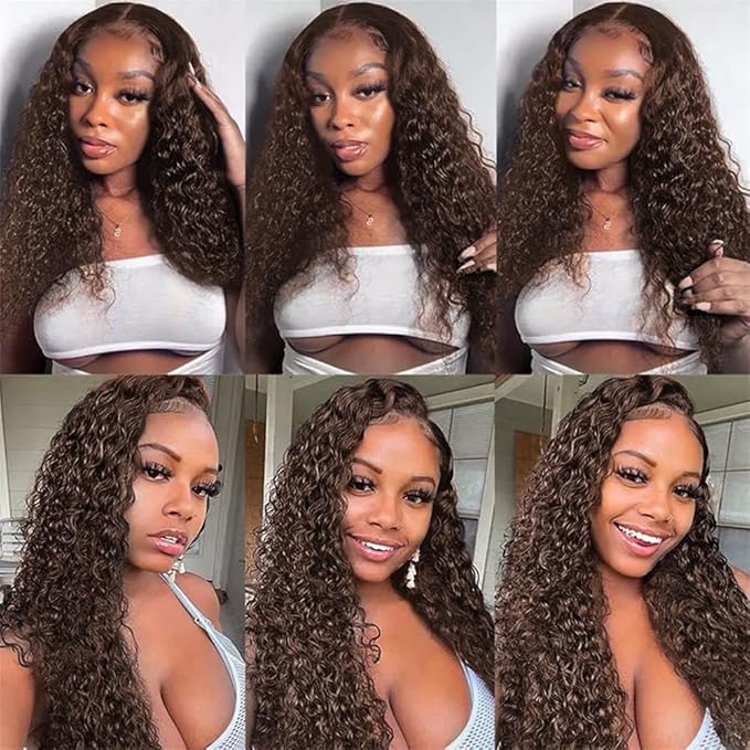 Dark Brown Bundles Chocolate Brown Human Hair Bundles 22 22 22 inch #4 Deep Wave Bundle Human Hair Extensions
