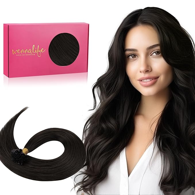 WENNALIFE U Tip Hair Extensions Human Hair, 50g 50s 18 Inch Dark Brown Remy Hair Extensions K Tip Hair Extension Real Human Hair Invisible Straight