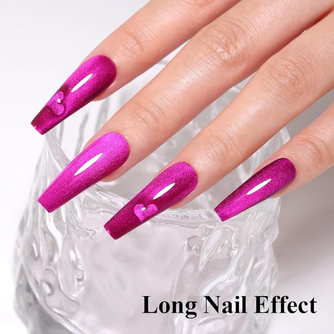 10ml Hema Free Purple Cat Eye Gel Nail Polish Soak Off Long Lasting Holographic UV/LED with Magnetic Stick Gift for Women 1Pcs