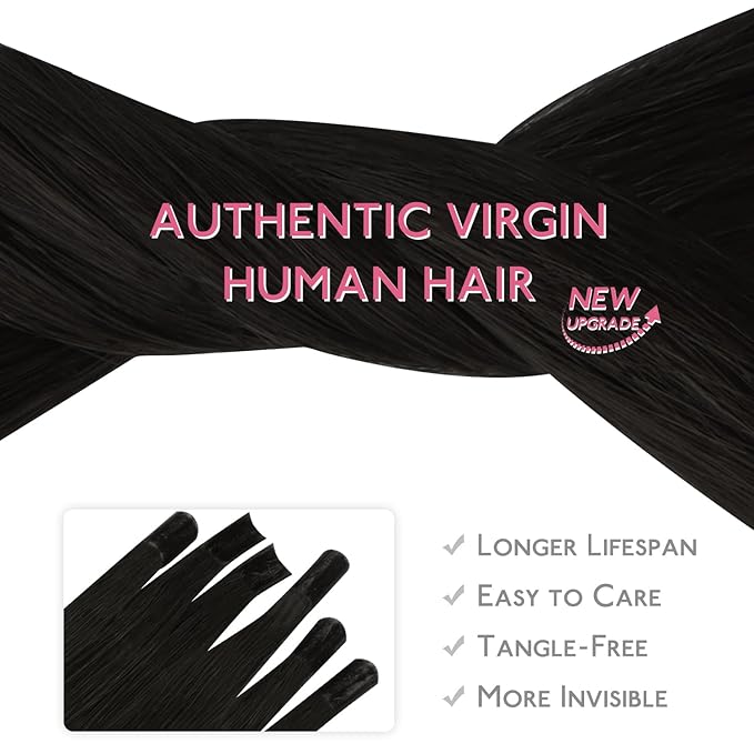 WENNALIFE U Tip Human Hair Extensions, 50g 50s 20 Inch Natural Black Remy Invisible Straight Keratin Hair - K Tip Real Human