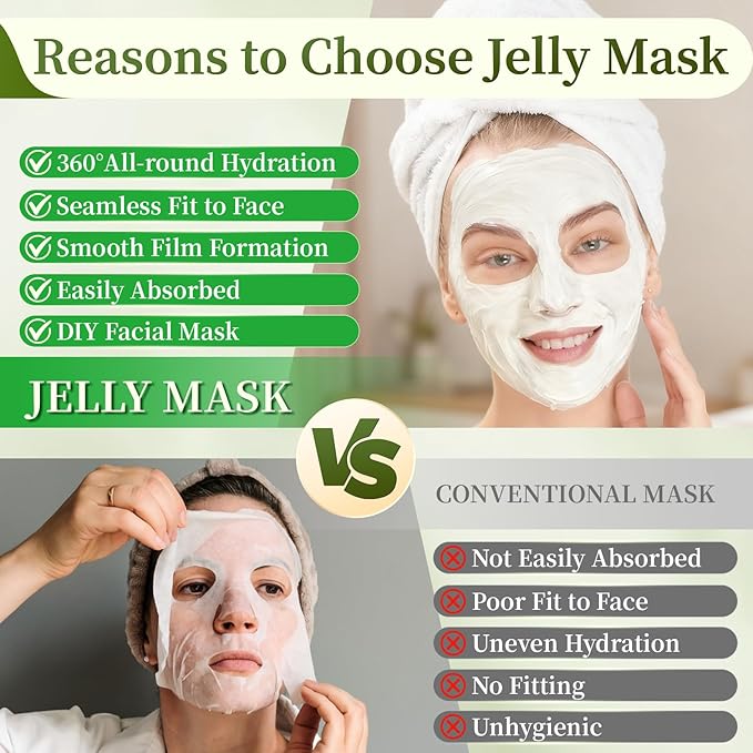 Powder Jelly Mask for Facials Professional, Peel Off Facial Mask for Hydrating & Moisturizing, Christmas Hydrojelly Mask Gifts for Women Men, Home DIY Spa Use for All Skin with Kiwi