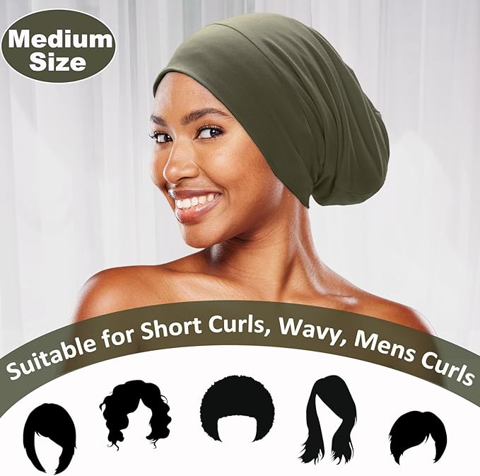 Sleep Cap Bonnet for Sleeping Black Women Men, Adjustable Cooling Lining Bonnets for Curly Hair Wrap Braids Beanie Night Hat