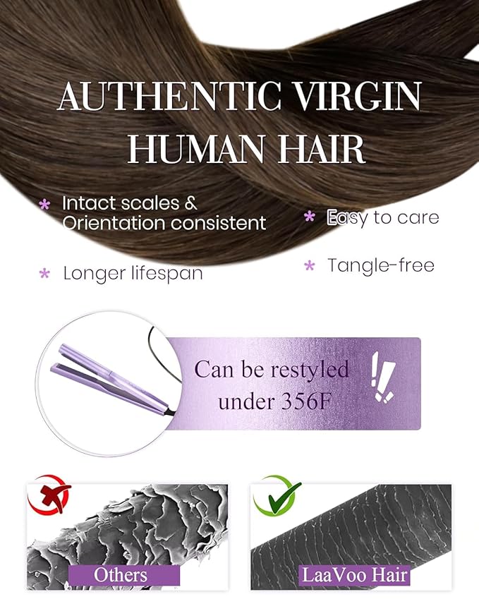 LaaVoo U tip Hair Extensions Human Hair Brown K Tip Hair Extensions Real Human Hair Hot Fusion KTips Extensions Brown Remy Straight 16 Inch 1g 50s/50g