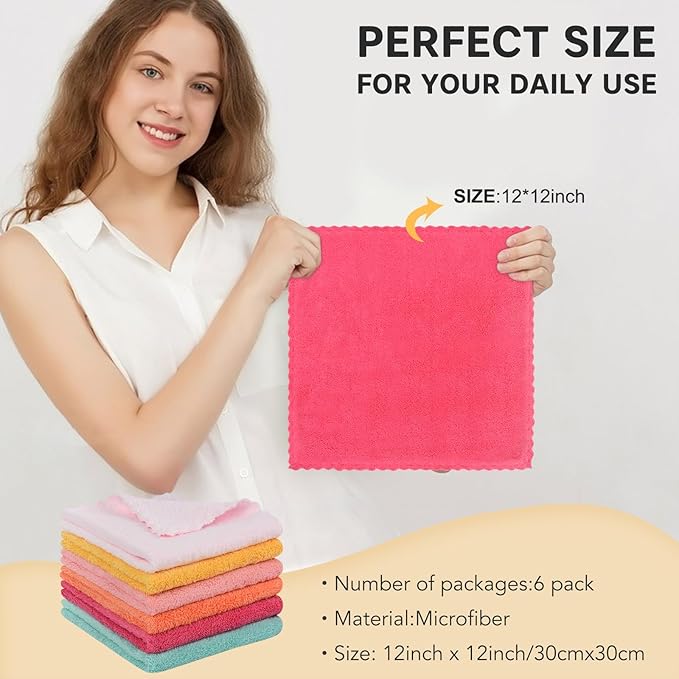 Microfiber Face Cloth Reusable Makeup Remover Facial Cleansing Towel Ultra Soft Face Washcloth 12inchx12inch