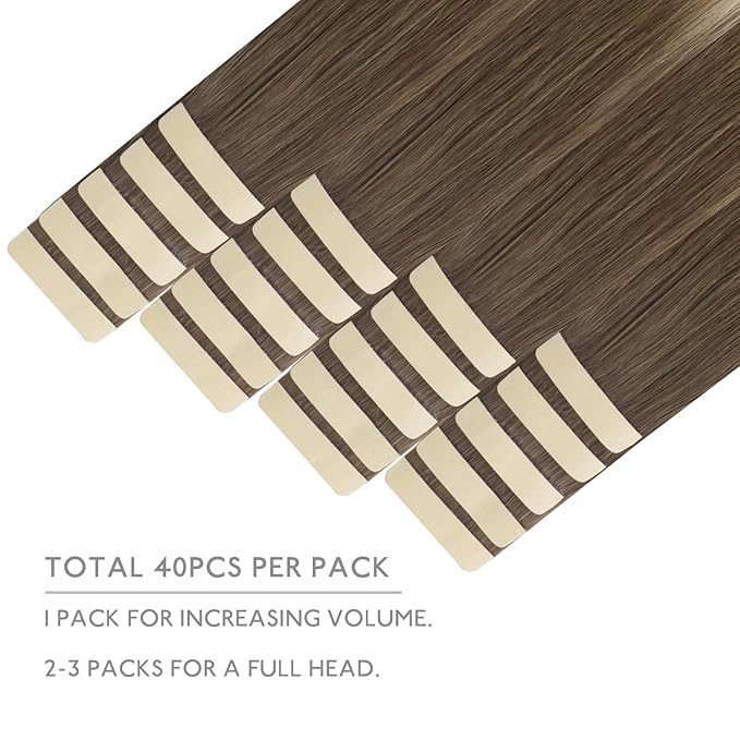 WENNALIFE Tape in Hair Extensions Human Hair, 40pcs 100g 24 inch Ombre Sandy Brown to Platinum Blonde Hair Extensions Real Human Hair Straight Tape in Extensions Invisible Human Hair Extensions