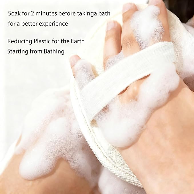 2 Pack Natural Loofah Sponge - Exfoliating Body Scrubber for Shower & Bath, Biodegradable & Gentle for Face Body Women Men