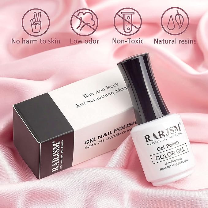 RARJSM Translucent Sheer Pink Gel Nail Polish LED UV Gel Soak Off Clear Pinky French Manicure Nude Pink Jelly Nail GelPolish Varnish Curing Requires 1pcs 15ml for Home Salon Nail Art DIY