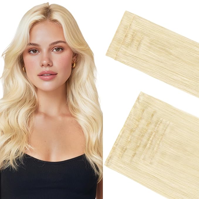 GOO GOO Invisi Edge Clip in Hair Extensions Set, 14inch 130g, 4pcs Injected Seamless PU Clip ins and 5pcs Classical PU Clip ins, Virgin Real Human Hair, #60A