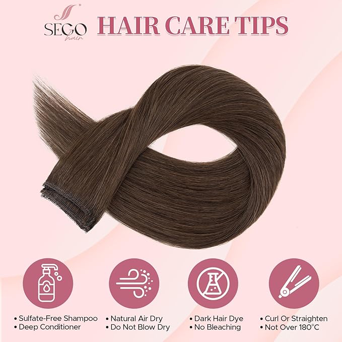 Clip in Hair Extensions Real Human Hair for Women, 18 Inch 40g 6pcs, Dark Brown, Straight - Highlight, Add Volume and Length for Daily Wear, Parties, Weddings