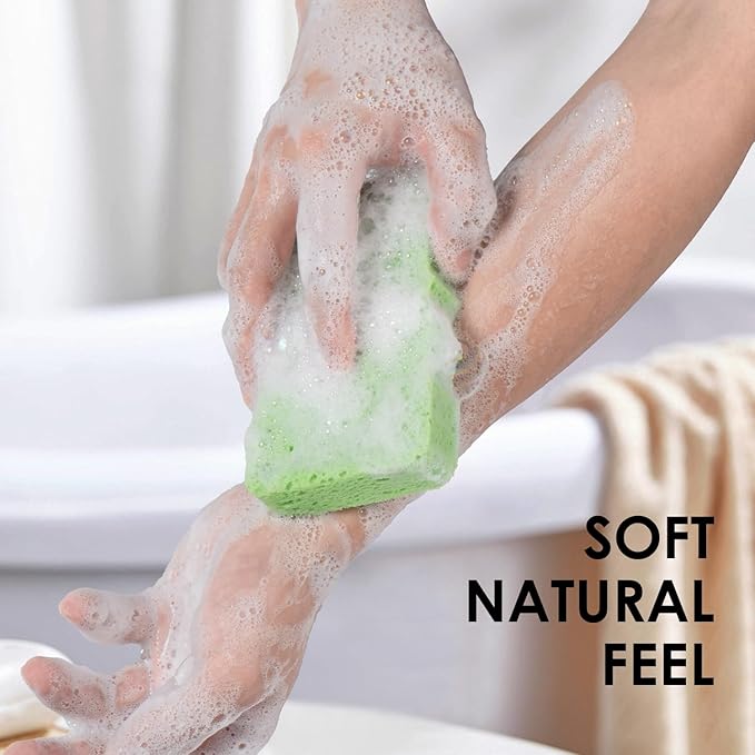 100% Natural Compressed Cellulose Bath Shower Loofah Travel Pack(5.2x3.2x1 inches) Foam Sponge Body Wash Puff– Gentle Scrubber Exfoliator Eco-Friendly, and Efficient Cleansing Solution (10 Pack)