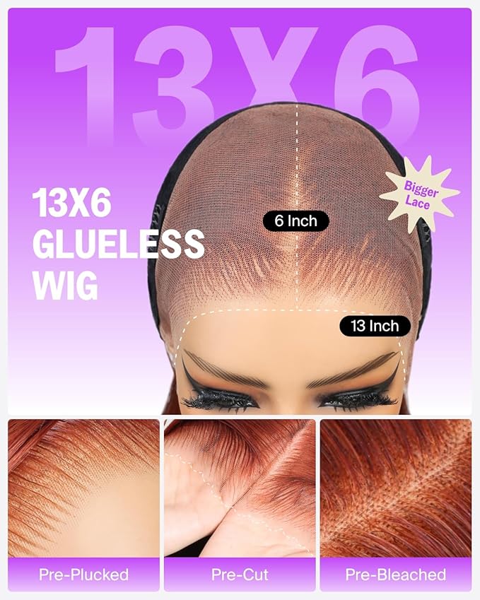 13x6 Reddish Brown Lace Front Wigs Human Hair Pre Plucked Glueless Drawstring Straight Wigs Human Hair 220% Density Upgrade Ear-to-Ear HD Lace Front Wig 20 Inch
