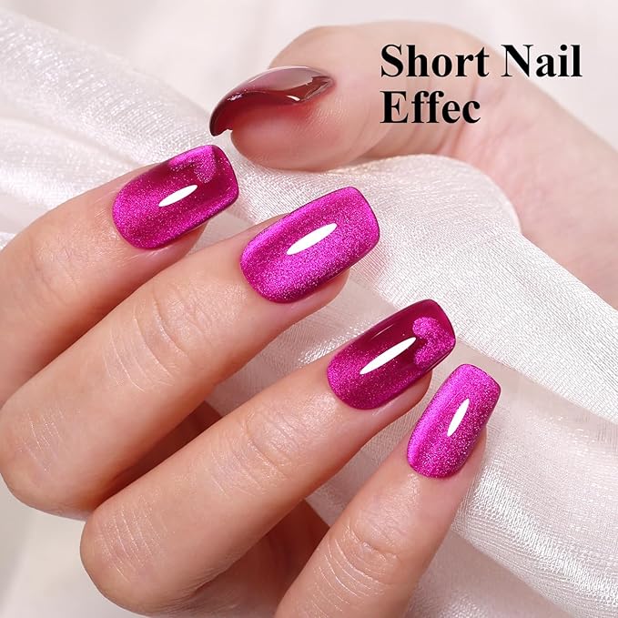 10ml Hema Free Purple Cat Eye Gel Nail Polish Soak Off Long Lasting Holographic UV/LED with Magnetic Stick Gift for Women 1Pcs